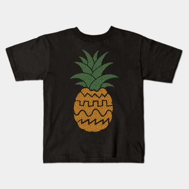 Funny Synthesizer Waveform Pineapple Kids T-Shirt by Mewzeek_T